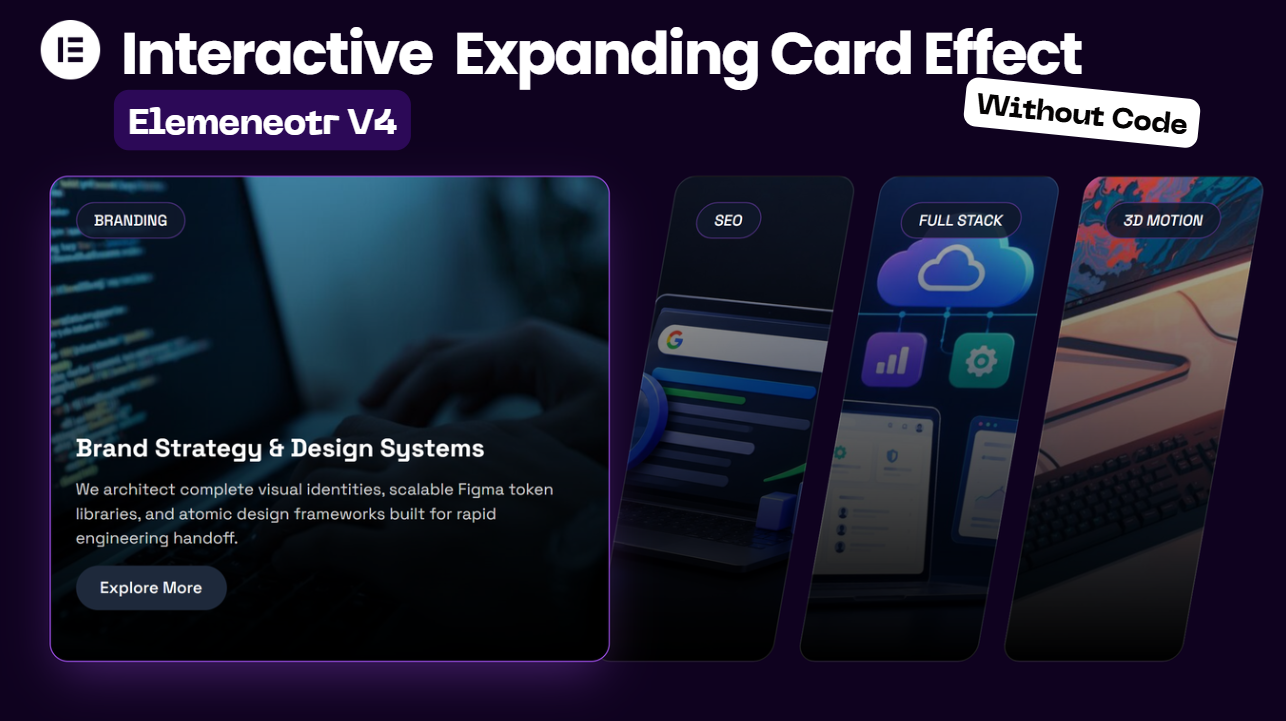 Build This Interactive Expanding Card Effect in Elementor V4 (No Code)